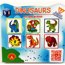 9 Piece, 6 Picture Puzzle Blocks - Dinosaurs